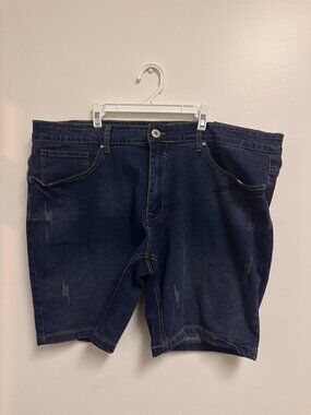 Blu Rock Women's Denim  Shorts Size 20 Blue Dark Wash Distressed Stretch